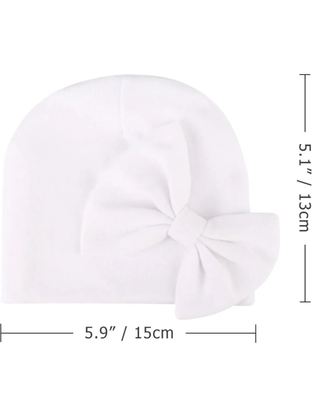 Newborn Baby Girls' Hospital Hat & Mittens Set - Cotton Beanie with Bow, 0-6